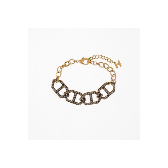 Pulseira Elo H Cristais Exclusive Ouro Vintage
